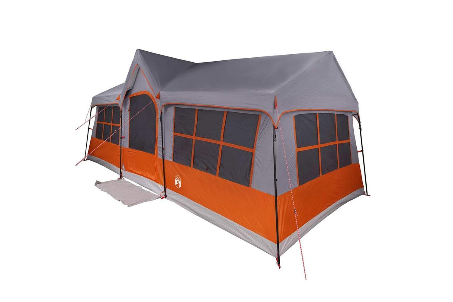 Vidaxl Family Tent With Roof Grey And Orange 622 X 295 X 238 Cm-2
