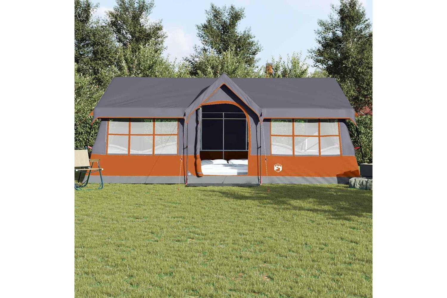 Vidaxl Family Tent With Roof Grey And Orange 622 X 295 X 238 Cm-3