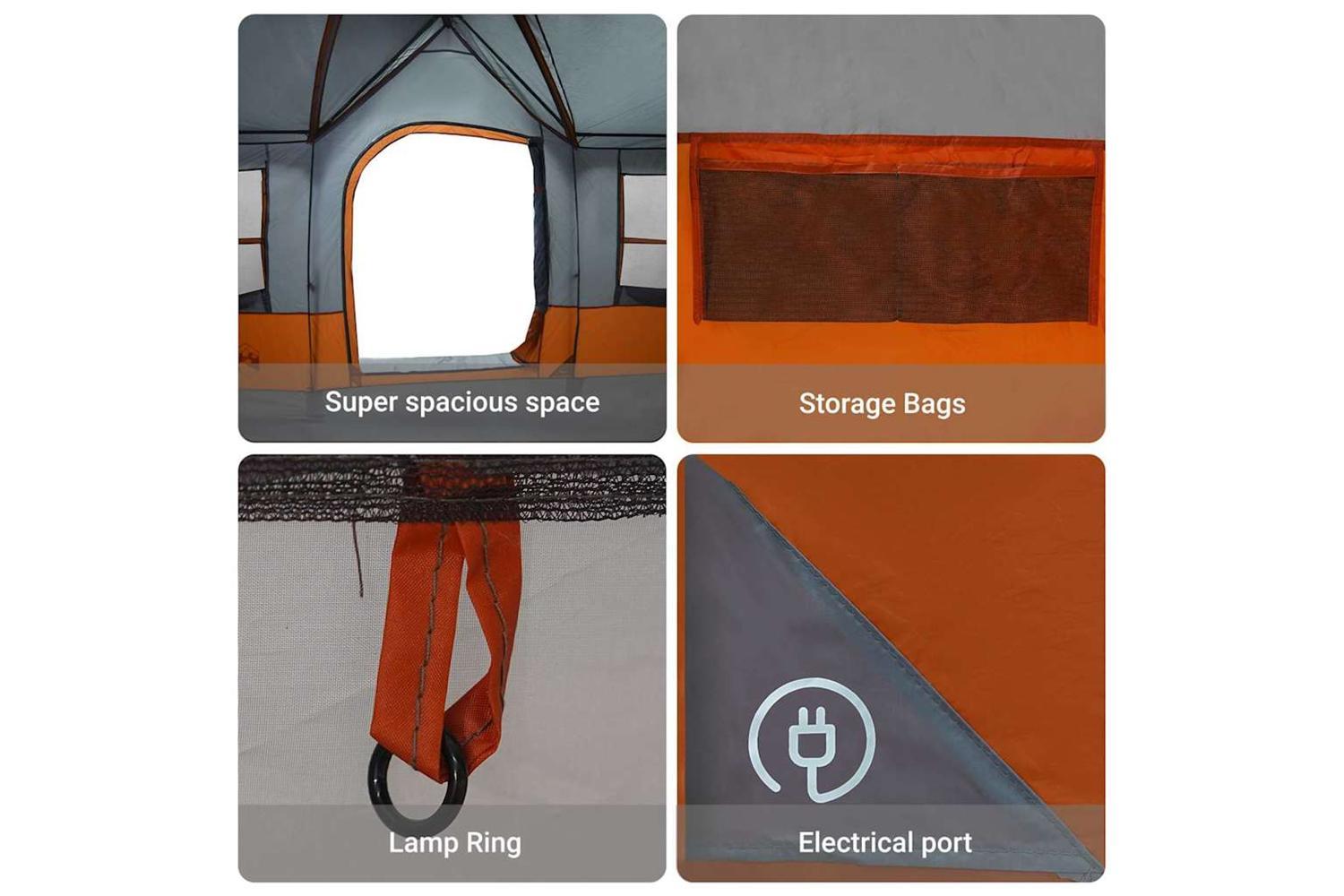 Vidaxl Family Tent With Roof Grey And Orange 622 X 295 X 238 Cm-8