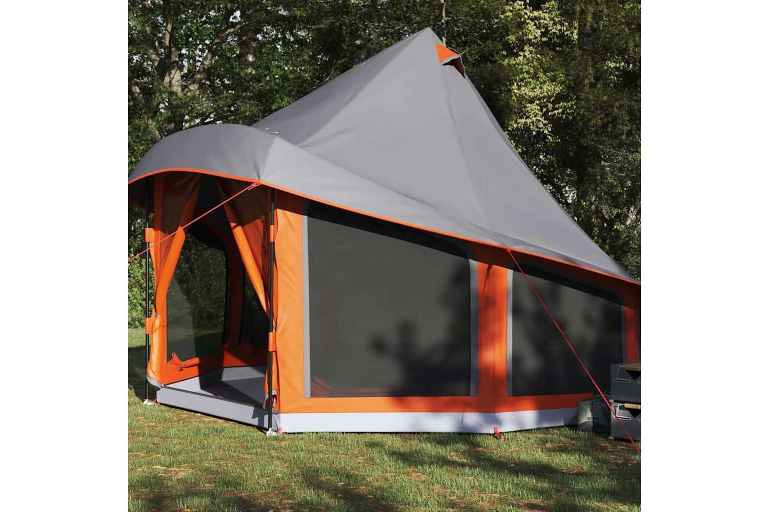 Vidaxl Family Tipi Tent Folding Grey And Orange 404 X 370 X 270 Cm-3