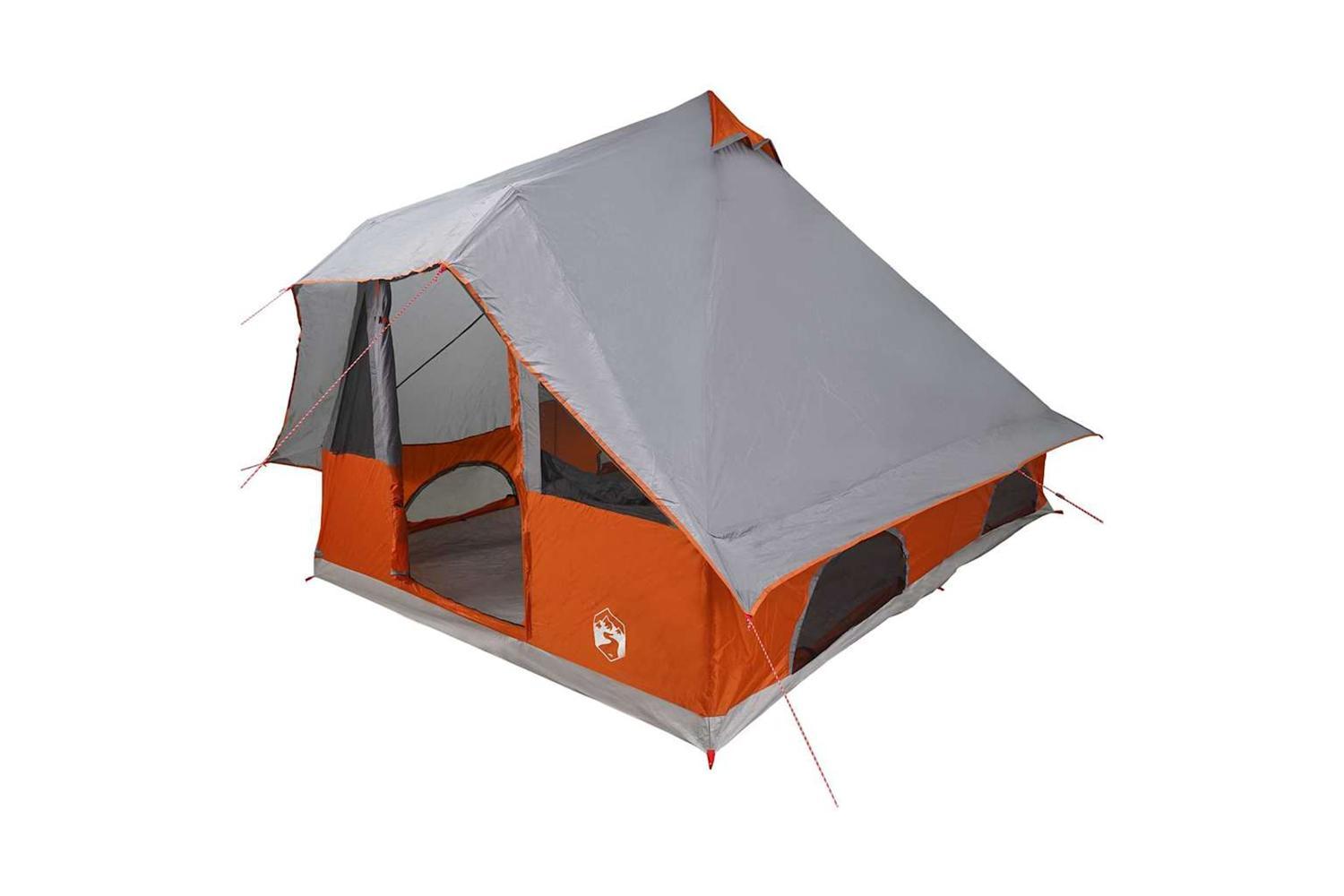 Vidaxl Tipi Tent With Roof Grey And Orange 358 X 296 X 258 Cm Taffeta-2