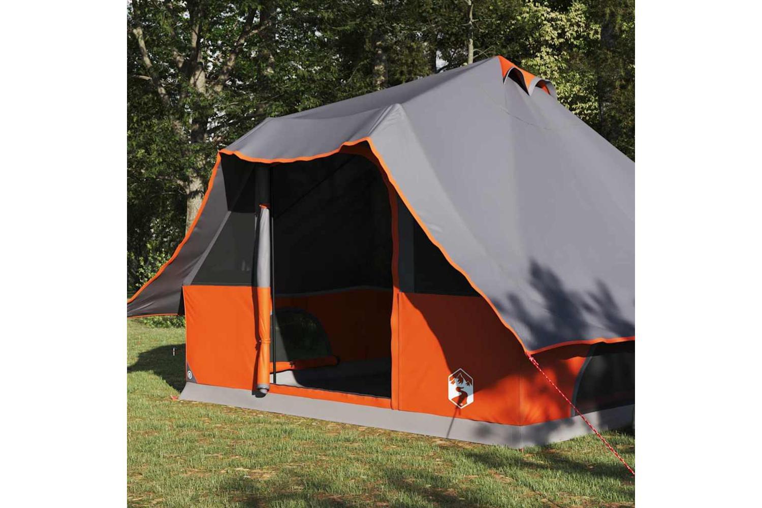 Vidaxl Tipi Tent With Roof Grey And Orange 358 X 296 X 258 Cm Taffeta-3