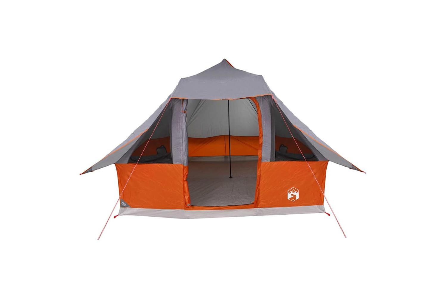 Vidaxl Tipi Tent With Roof Grey And Orange 358 X 296 X 258 Cm Taffeta-4