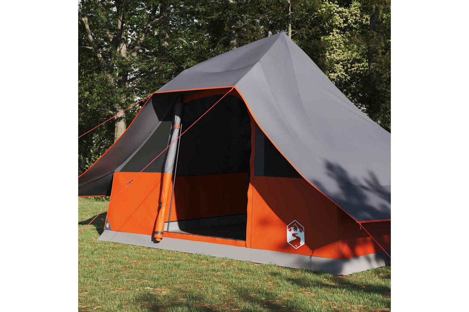 Vidaxl Tipi Tent With Roof Grey And Orange 364 X 281 X 257 Cm Taffeta-3