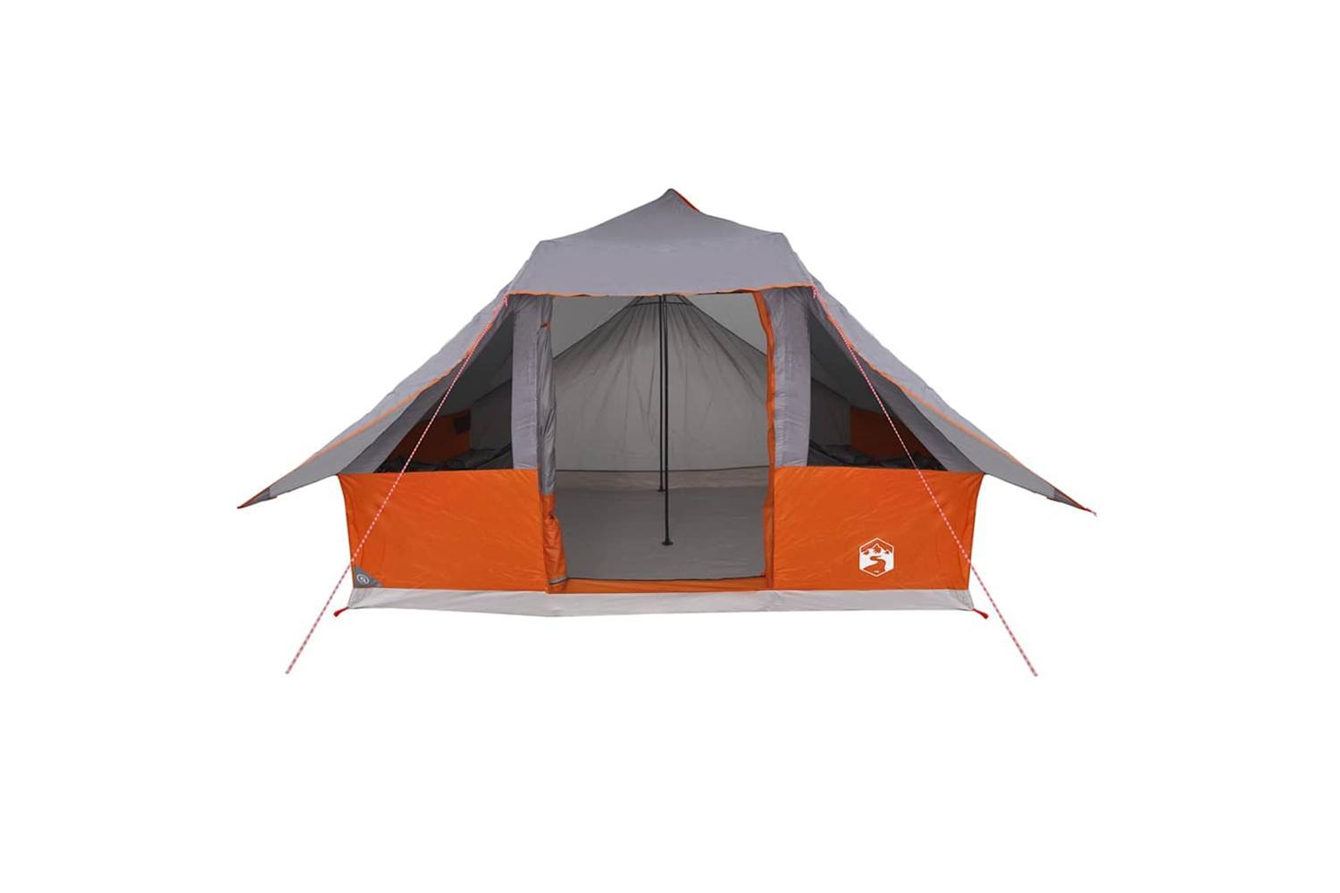 Vidaxl Tipi Tent With Roof Grey And Orange 364 X 281 X 257 Cm Taffeta-4