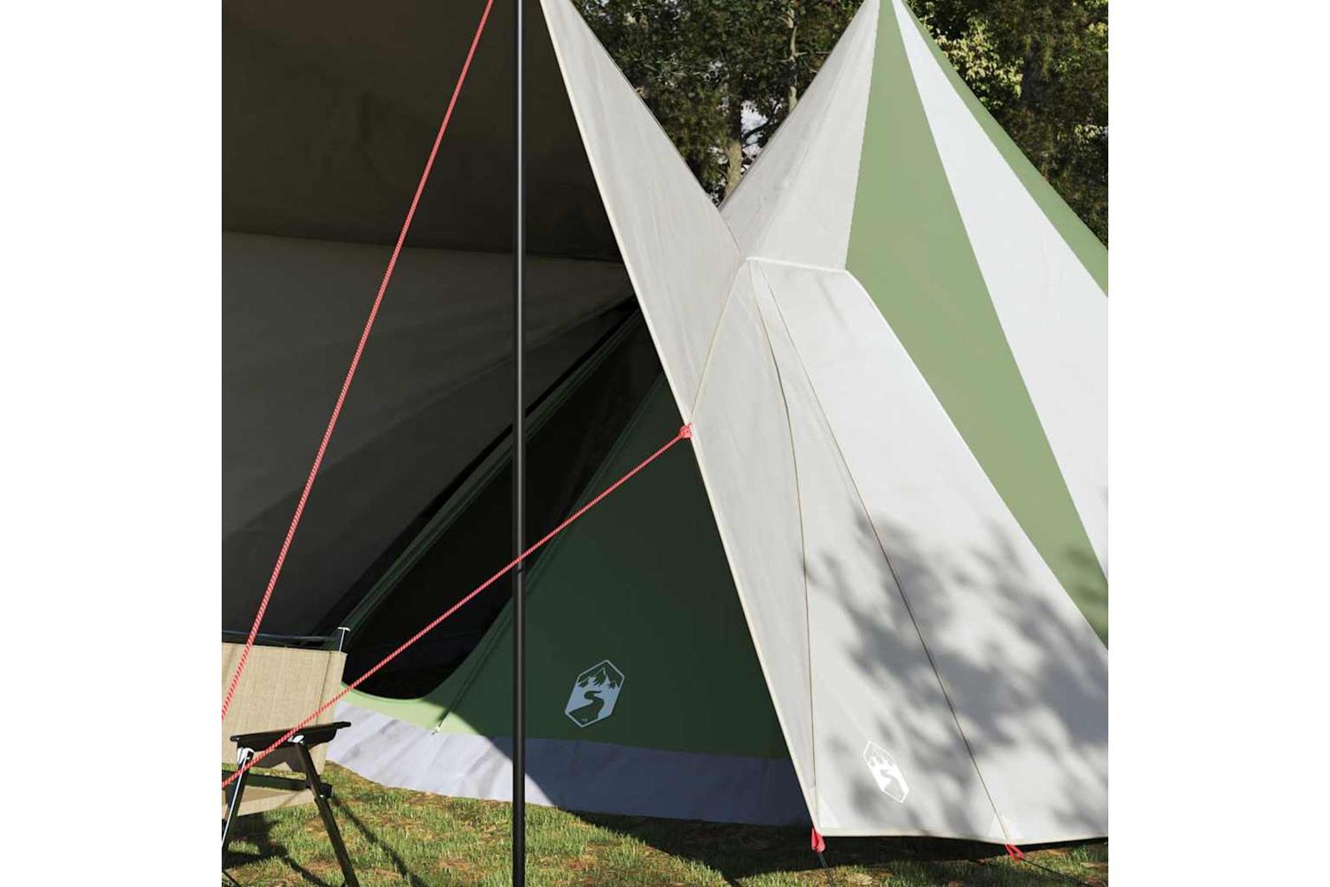 Vidaxl Family Tipi Tent Folding Green And Beige 510 X 690 X 330 Cm-3