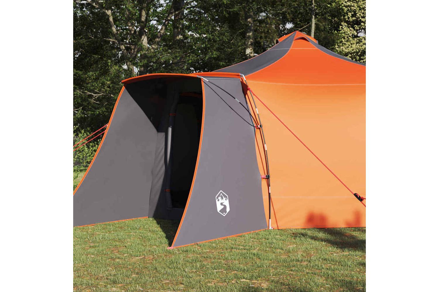 Vidaxl Tipi Tent With Roof Grey And Orange 492 X 492 X 275 Cm Fabric-3