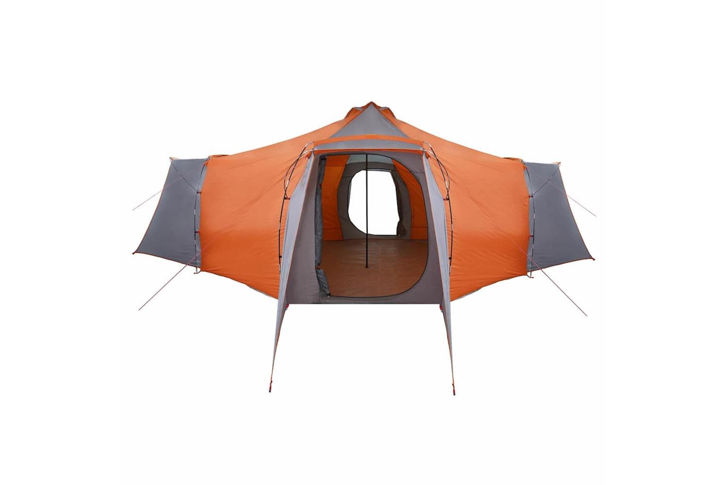 Vidaxl Tipi Tent With Roof Grey And Orange 492 X 492 X 275 Cm Fabric-4