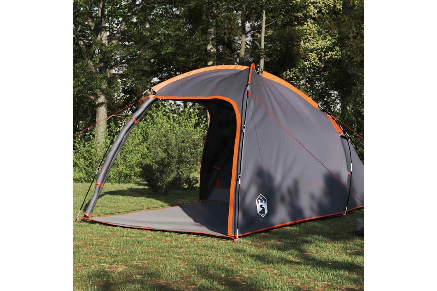 Vidaxl Tent With Roof Manual Grey And Orange 370 X 230 X 185 Cm-3