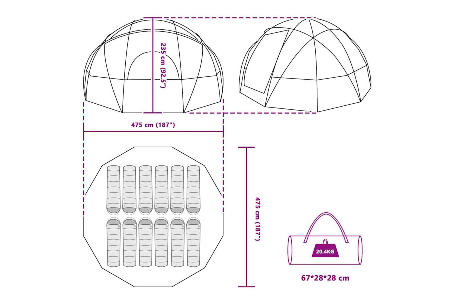 Vidaxl Camping Tent With Roof Blue 475 X 475 X 235 Cm Polyester-10