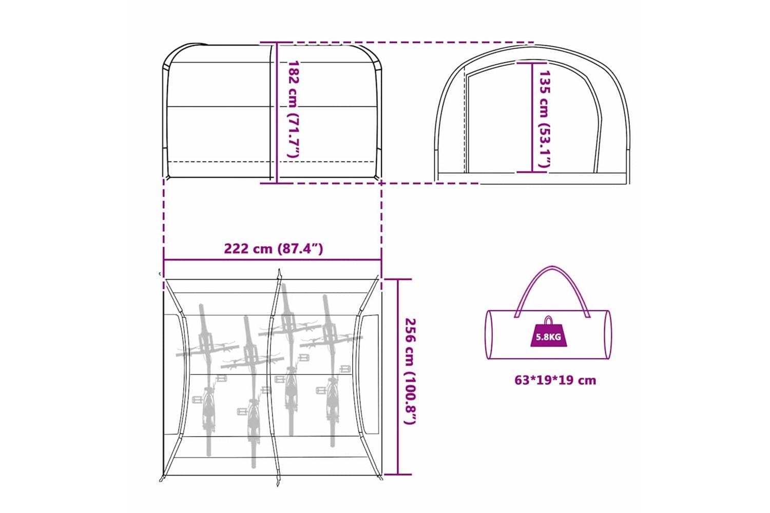 Vidaxl Bike Storage Tent With Roof Grey And Orange 256 X 222 X 182 Cm-10
