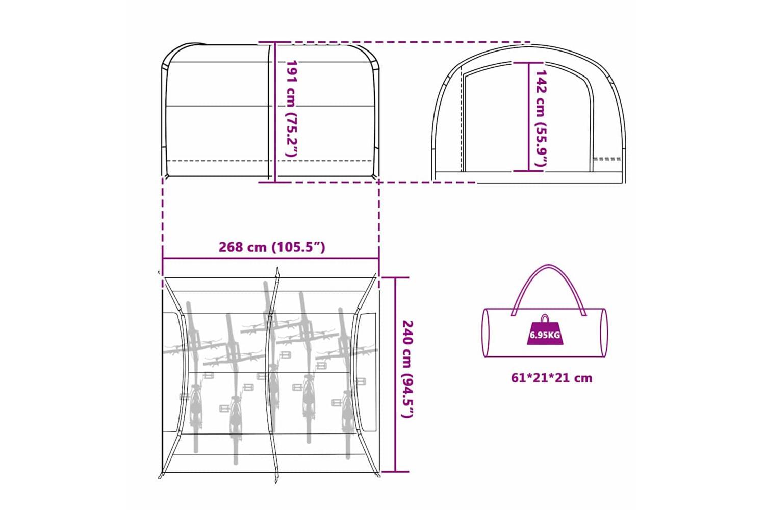 Vidaxl Tent With Roof Grey And Orange 268 X 240 X 191 Cm Polyester-6