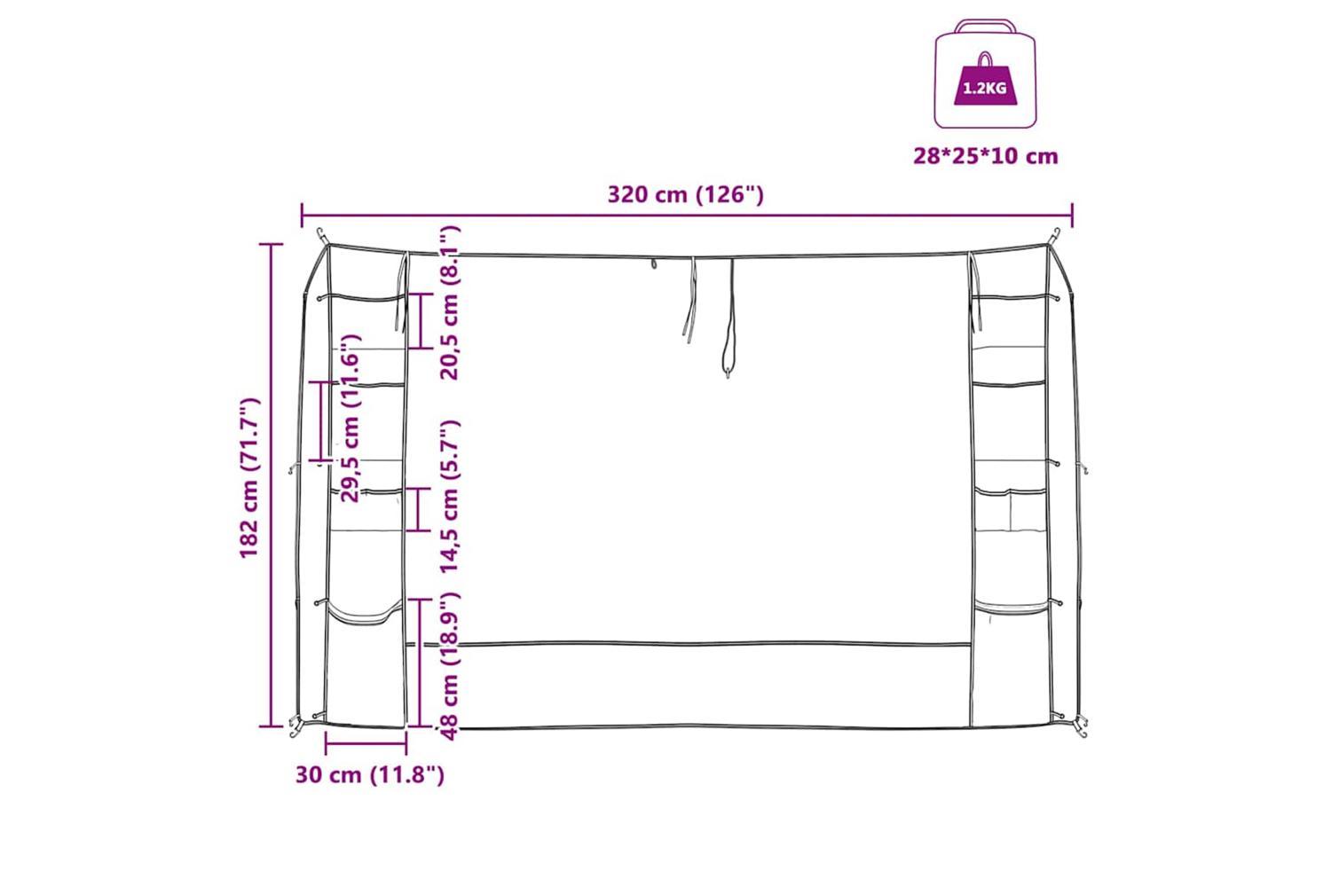 Vidaxl Hanging Tent Organiser Grey And Blue 320 X 182 Cm Oxford-9