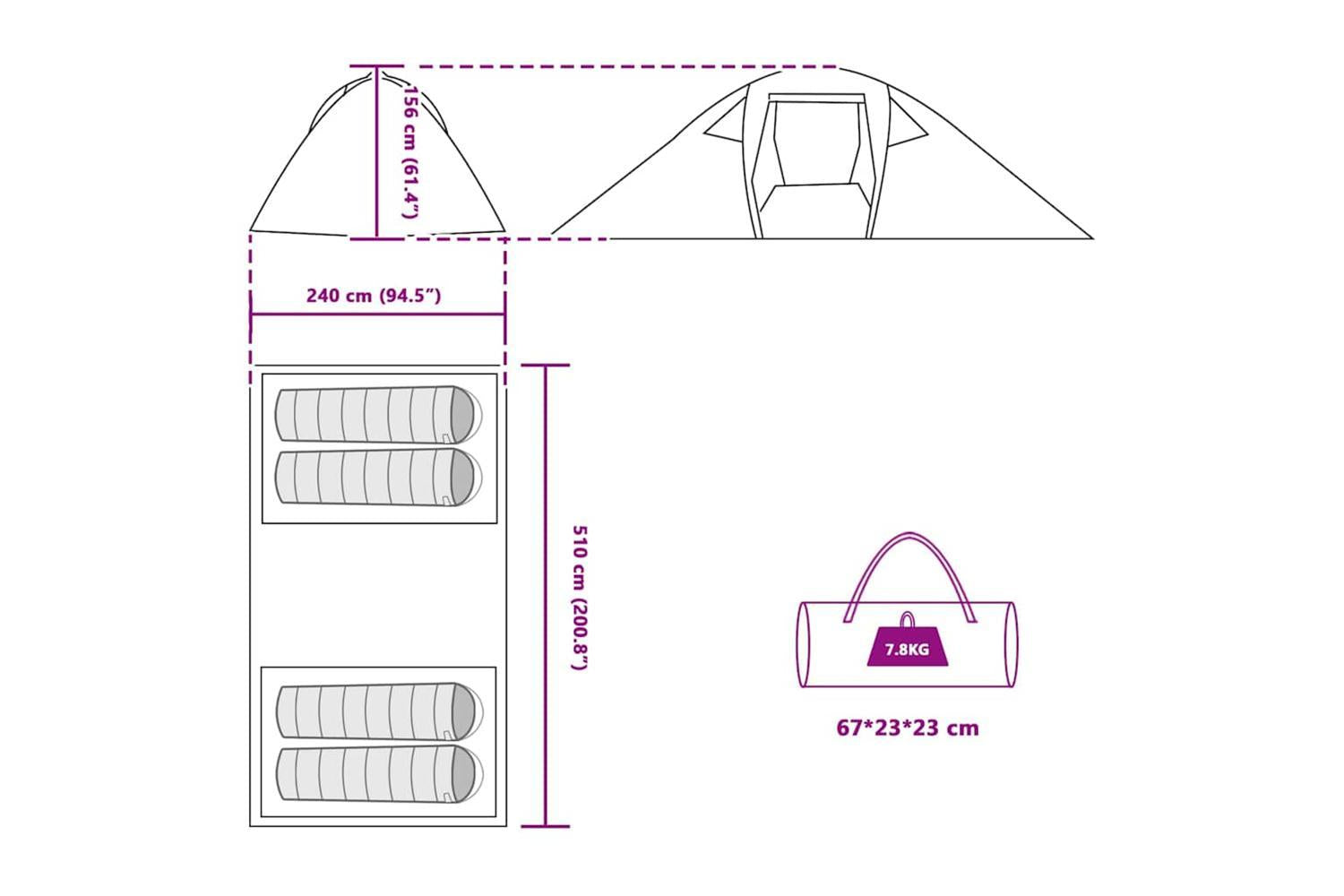 Vidaxl Tunnel Tent Grey And Orange 510 X 240 X 156 Cm Taffeta-10