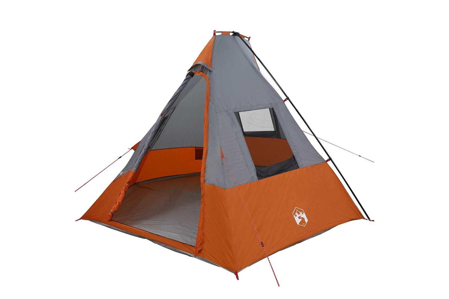 Vidaxl Tipi Tent With Roof Grey And Orange 383 X 338 X 217 Cm Taffeta-2