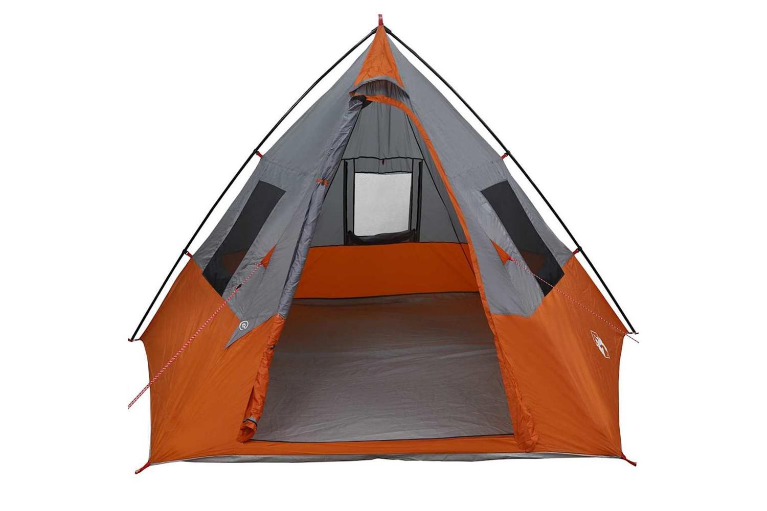 Vidaxl Tipi Tent With Roof Grey And Orange 383 X 338 X 217 Cm Taffeta-4