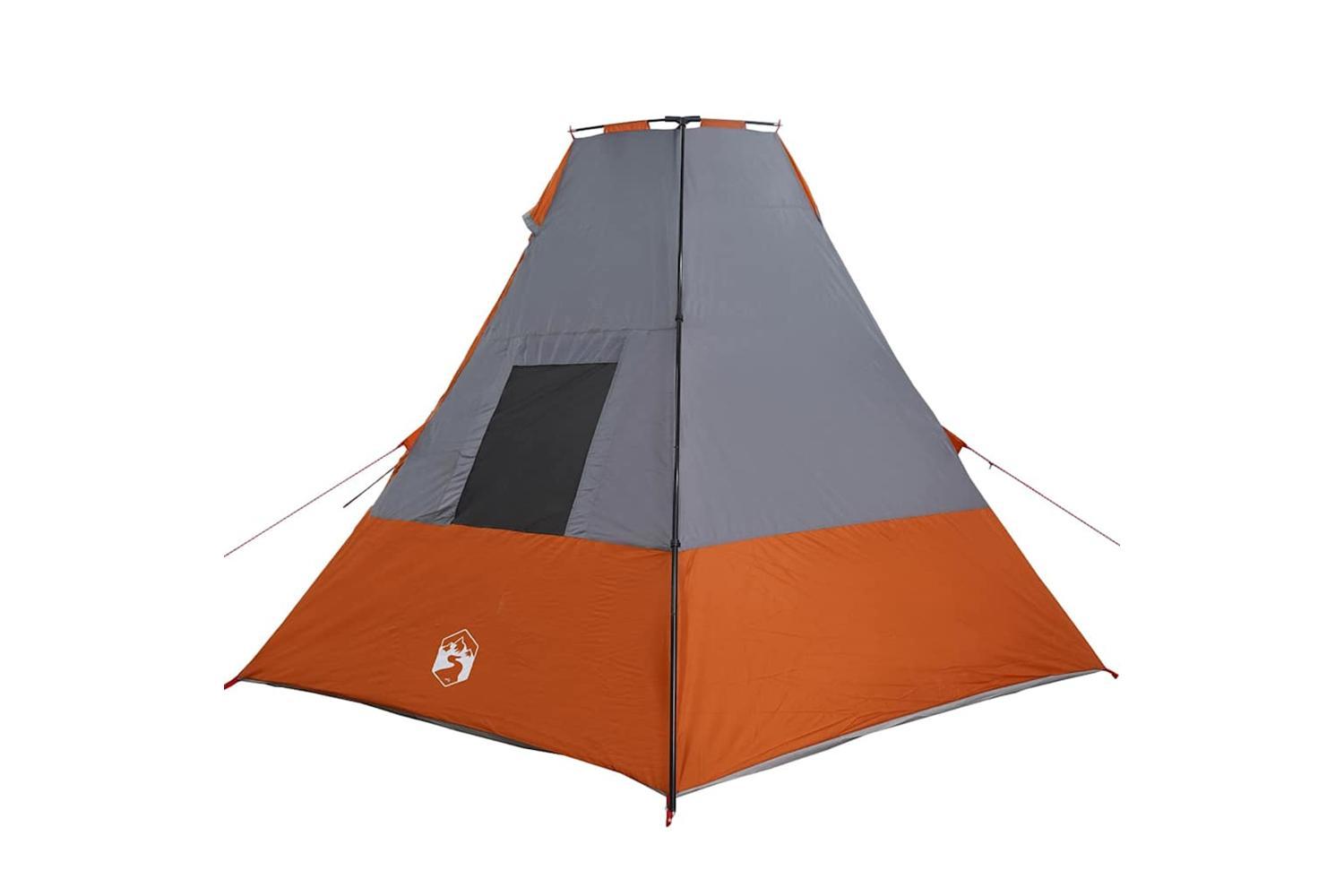 Vidaxl Tipi Tent With Roof Grey And Orange 383 X 338 X 217 Cm Taffeta-5