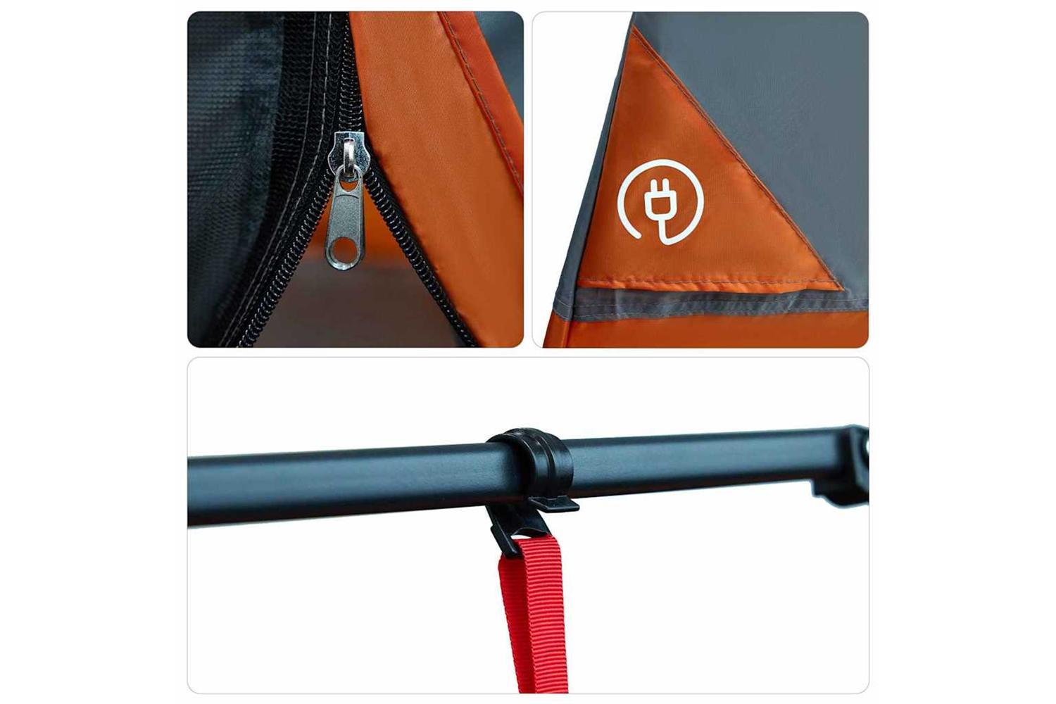 Vidaxl Inner Tent With Roof Grey And Orange 290 X 288 X 234 Cm Taffeta-8