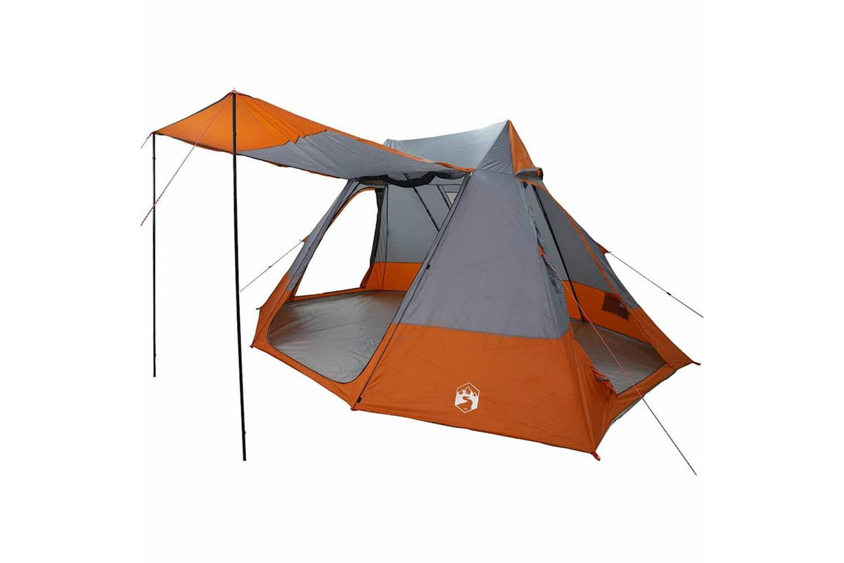 Vidaxl Camping Tent Grey And Orange 482 X 360 X 227 Cm Taffeta-2