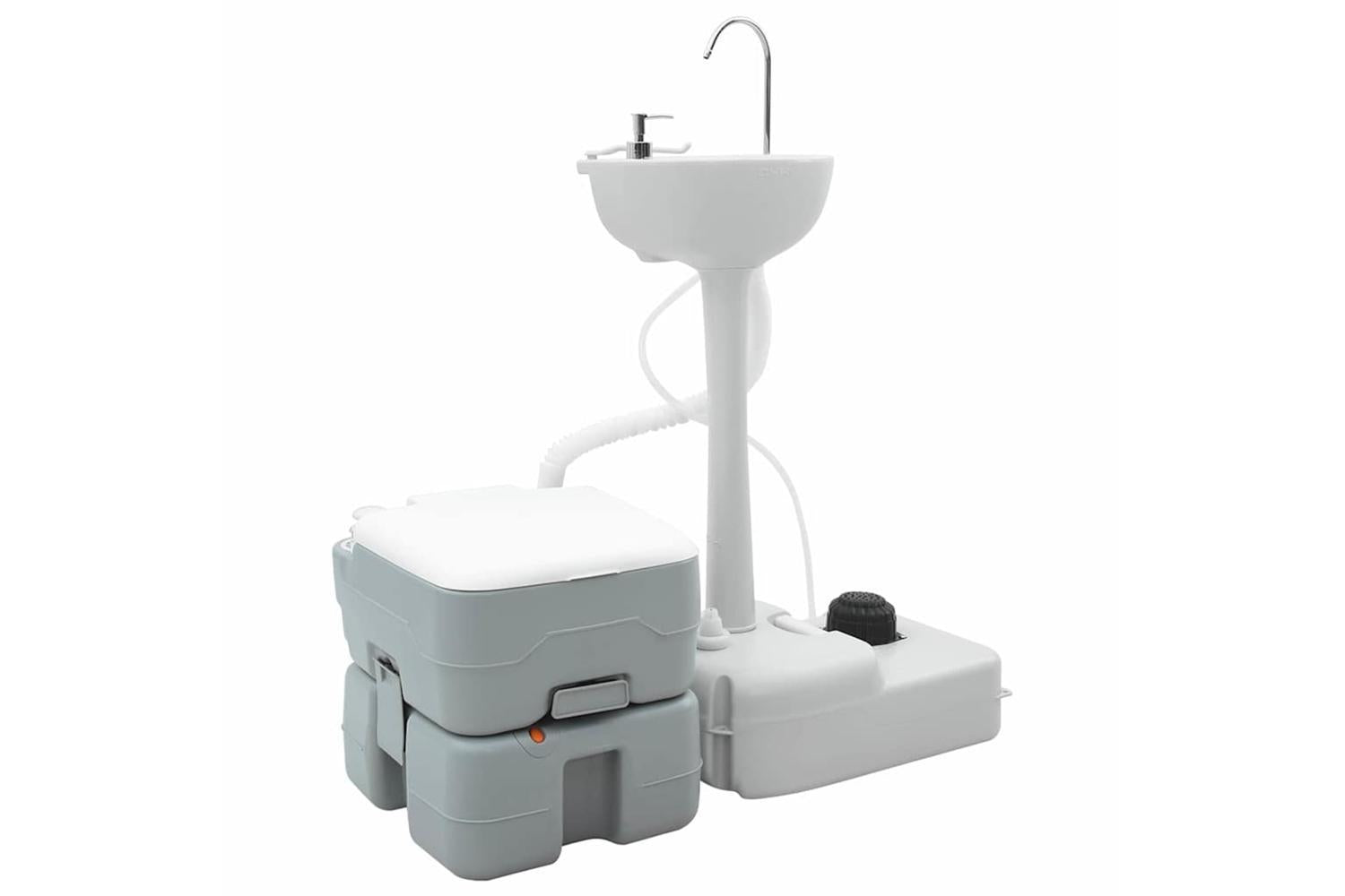 Vidaxl Camping Toilet Set 2 Pcs Grey 50.5 X 33 X 103 Cm