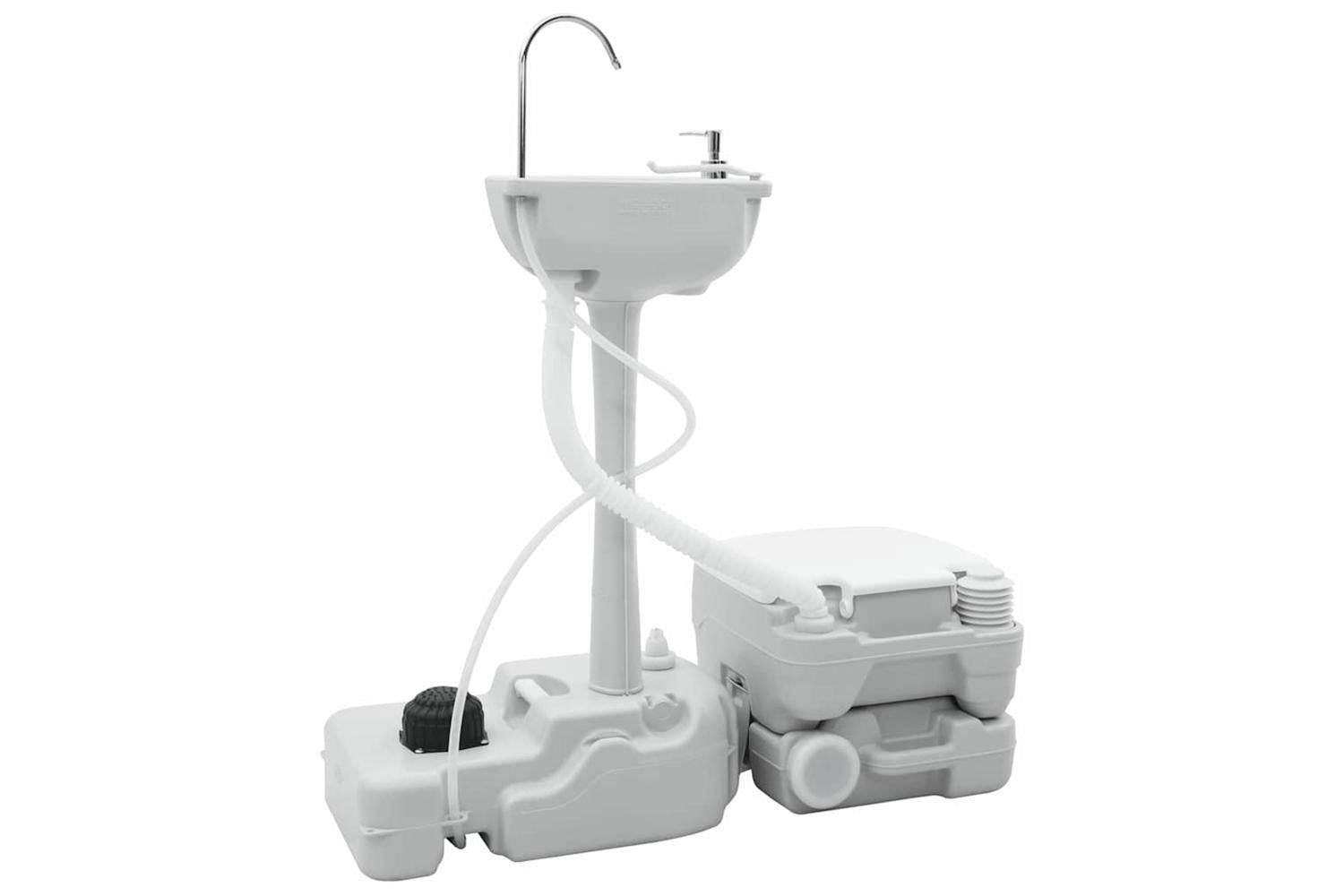 Vidaxl Camping Toilet Set 2 Pcs Grey And White-2