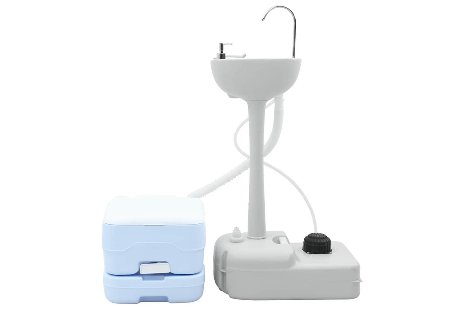 Vidaxl Camping Toilet Set 2 Pcs Blue And White-3