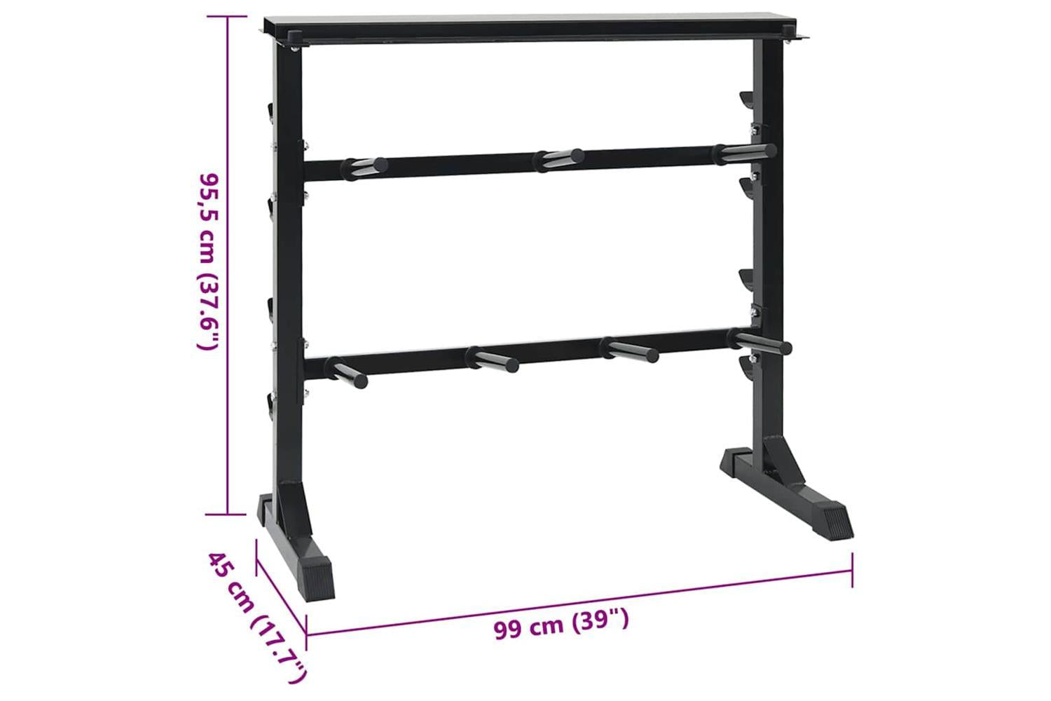 Vidaxl Dumbbell Rack Black 99 X 45 X 95.5 Cm Powder-coated Steel-7