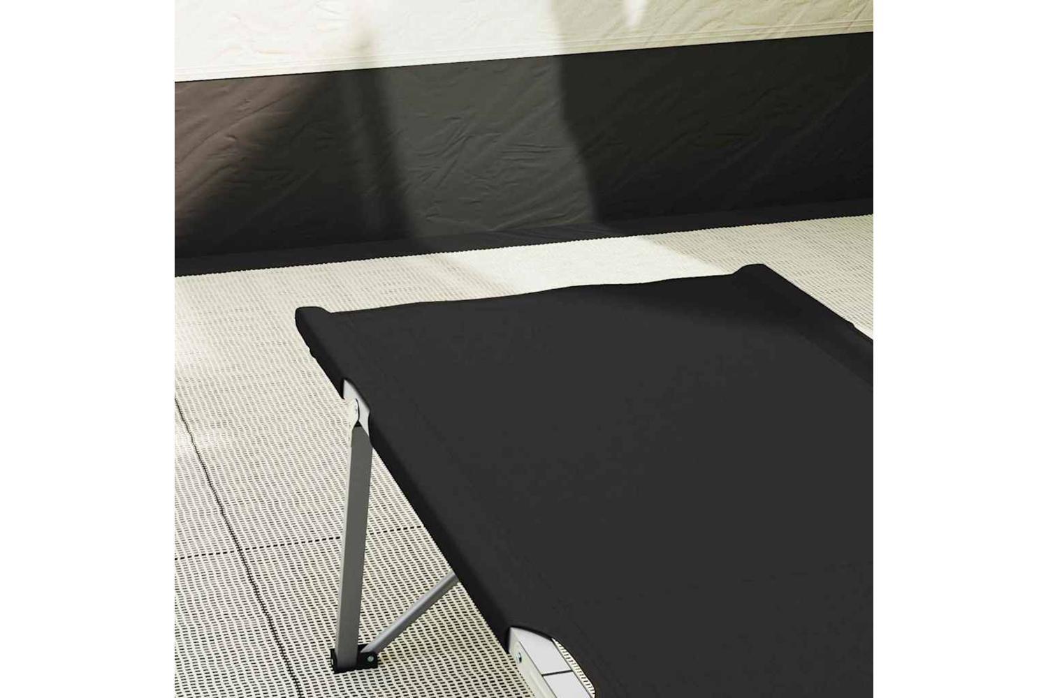 Vidaxl Folding Camping Bed Black 194 X 62.5 X 42.5 Cm Oxford And Steel-3