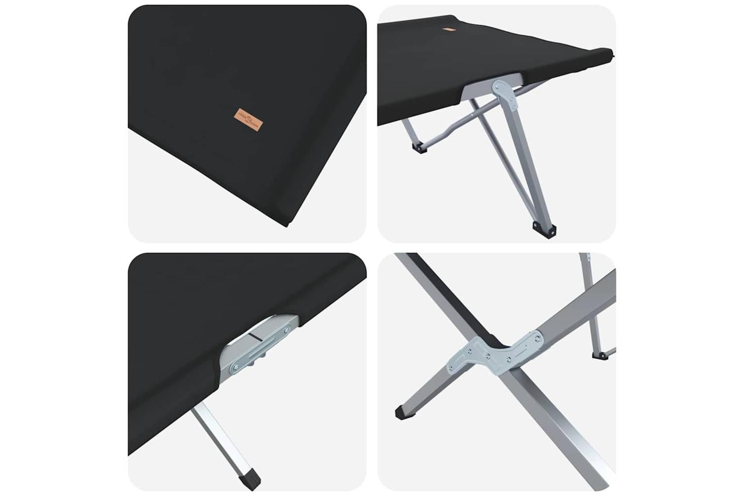 Vidaxl Folding Camping Bed Black 194 X 62.5 X 42.5 Cm Oxford And Steel-8