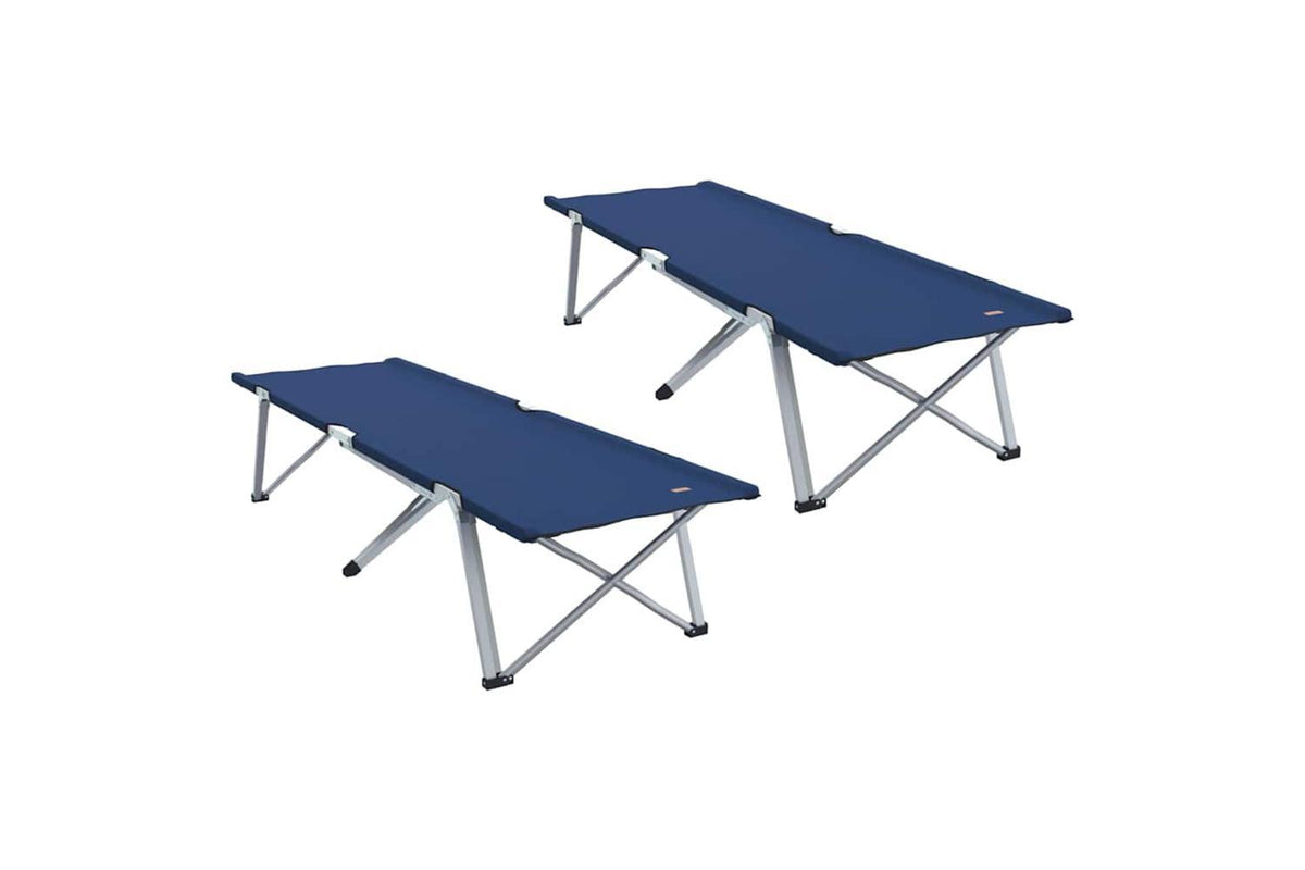 Vidaxl Folding Camping Bed Folding 2 Pcs Blue 194 X 62.5 X 42.5 Cm-2