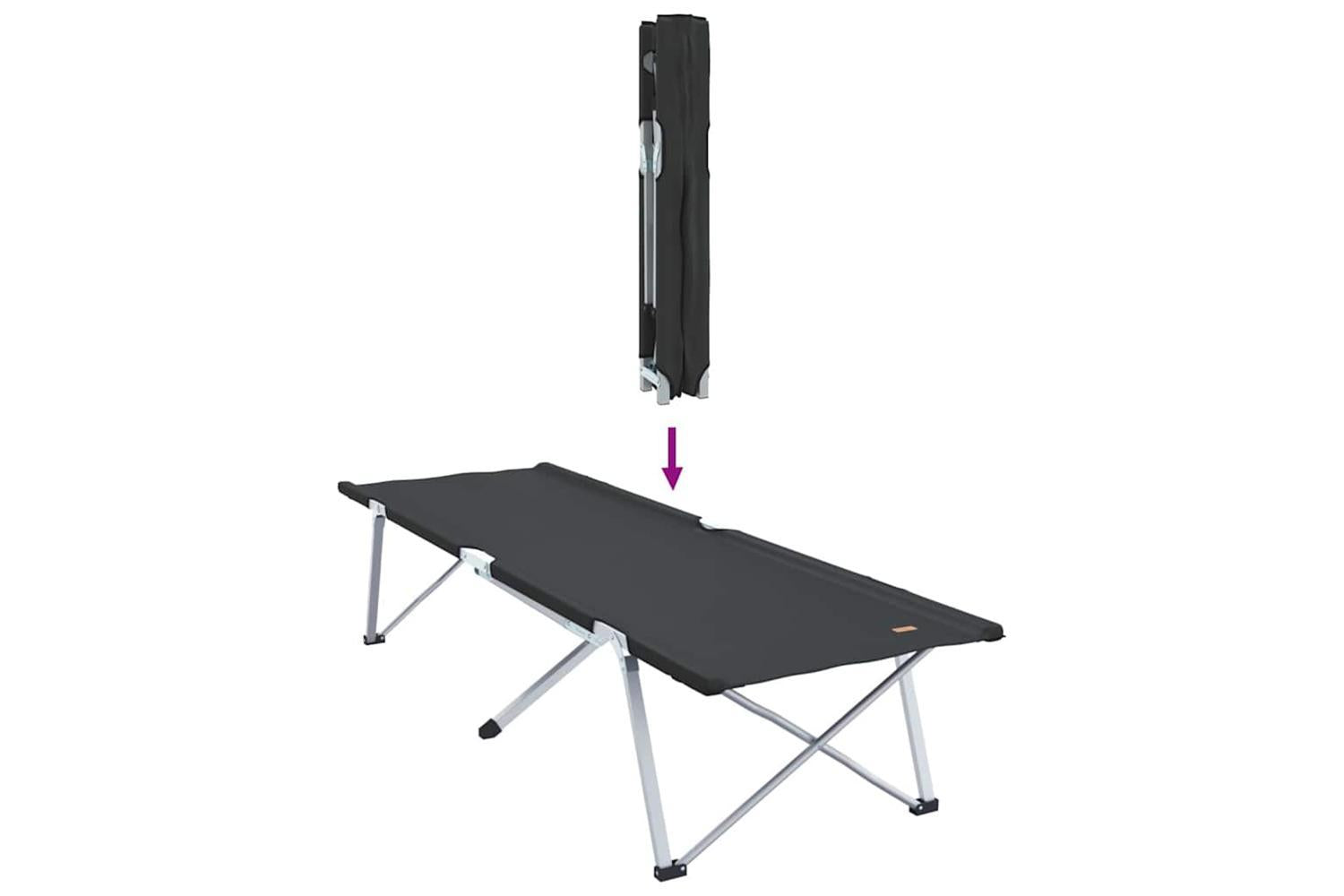 Vidaxl Folding Camping Bed Folding 2 Pcs Black 194 X 62.5 X 42.5 Cm-10