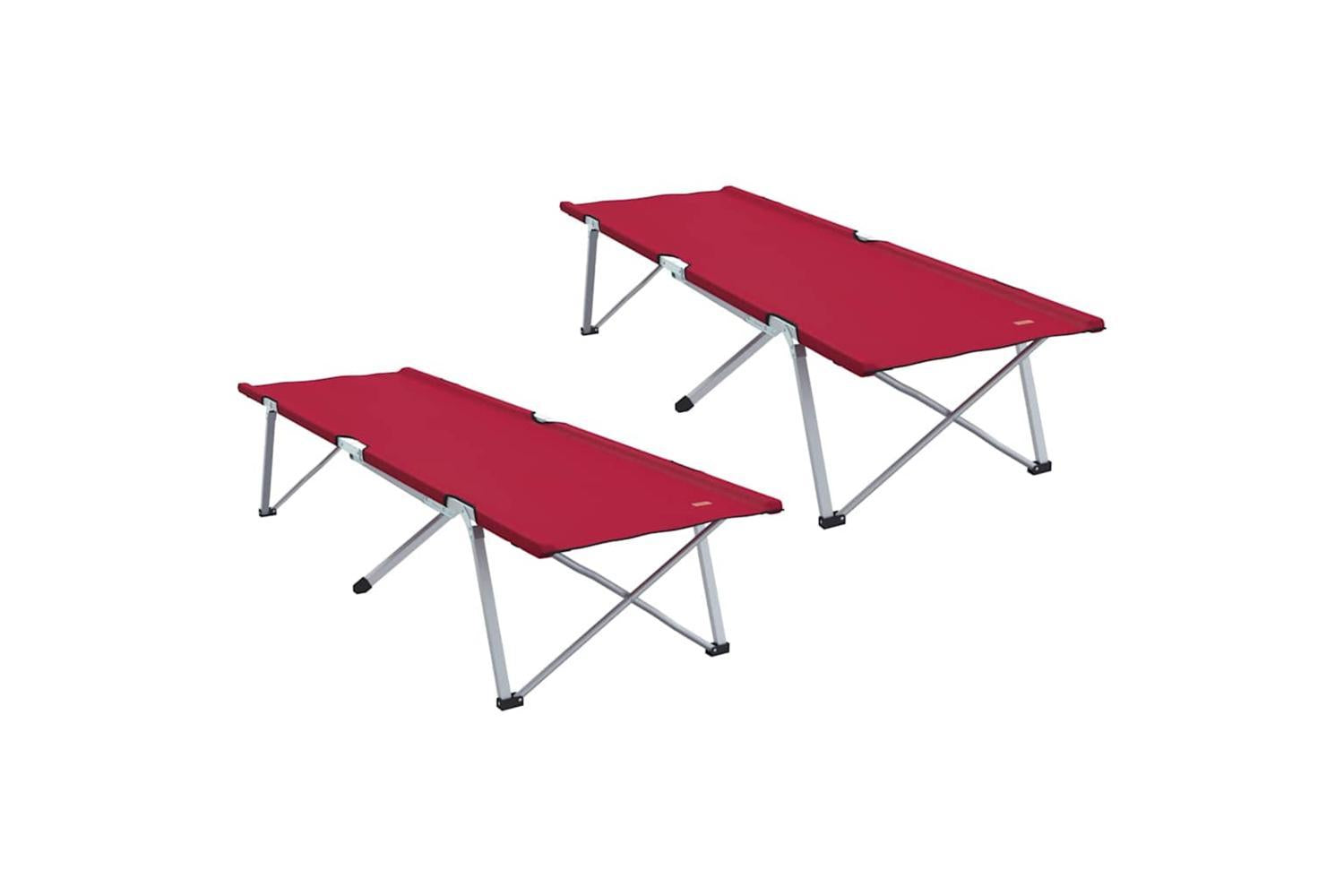Vidaxl Folding Camping Bed Folding 2 Pcs Red 194 X 62.5 X 42.5 Cm-2