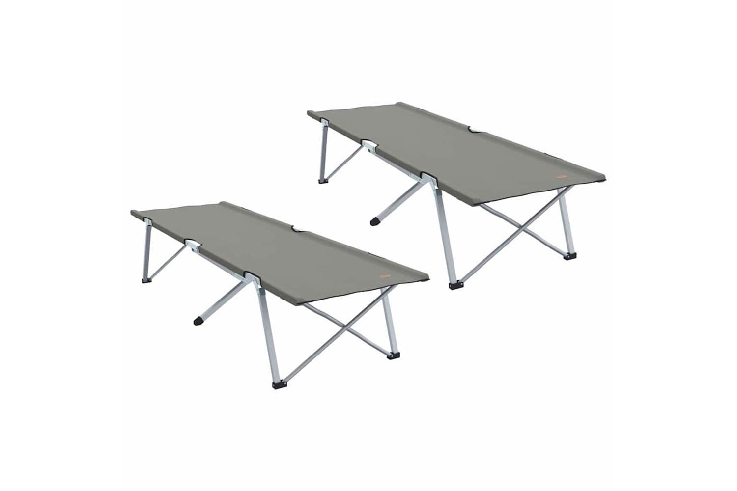 Vidaxl Folding Camping Bed Folding 2 Pcs Grey 194 X 62.5 X 42.5 Cm-2