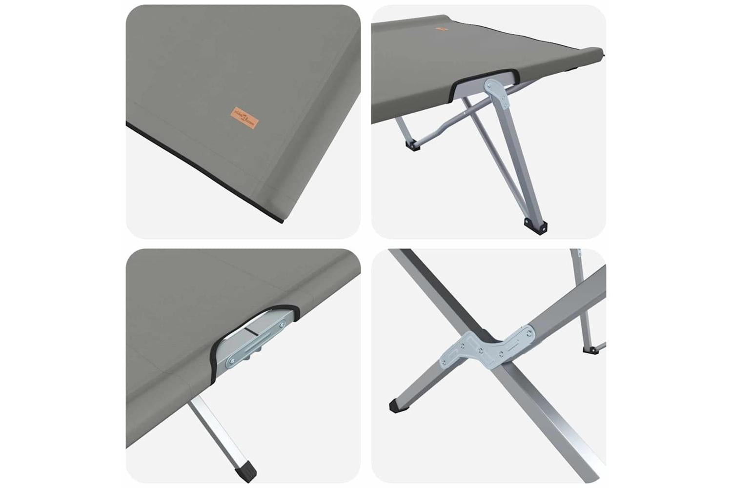 Vidaxl Folding Camping Bed Folding 2 Pcs Grey 194 X 62.5 X 42.5 Cm-9