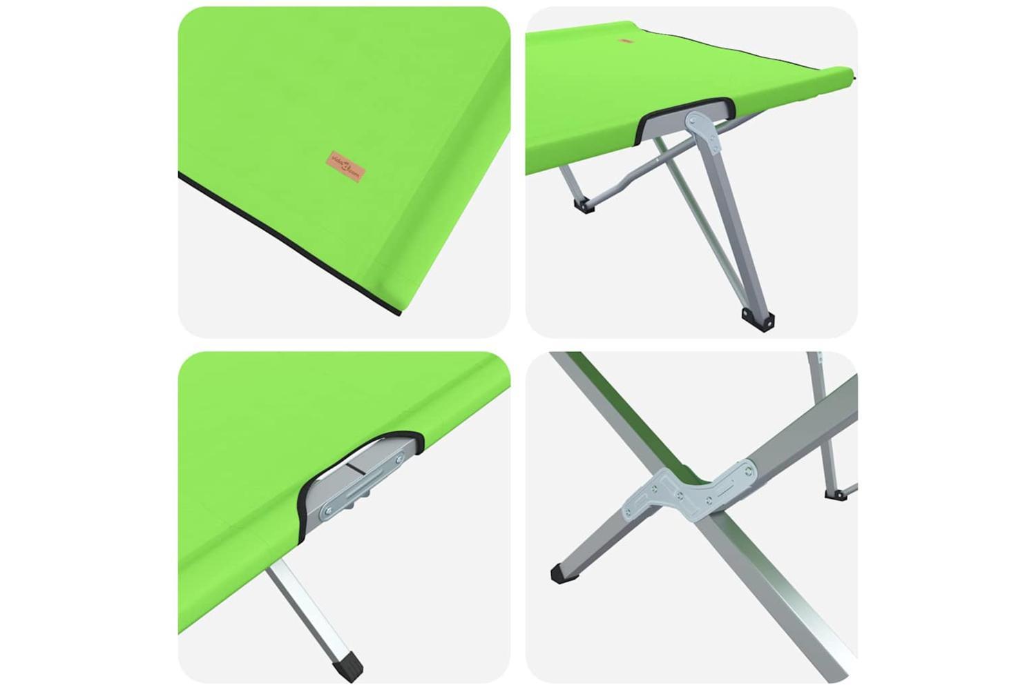 Vidaxl Folding Camping Bed Folding 2 Pcs Green 194 X 62.5 X 42.5 Cm-9