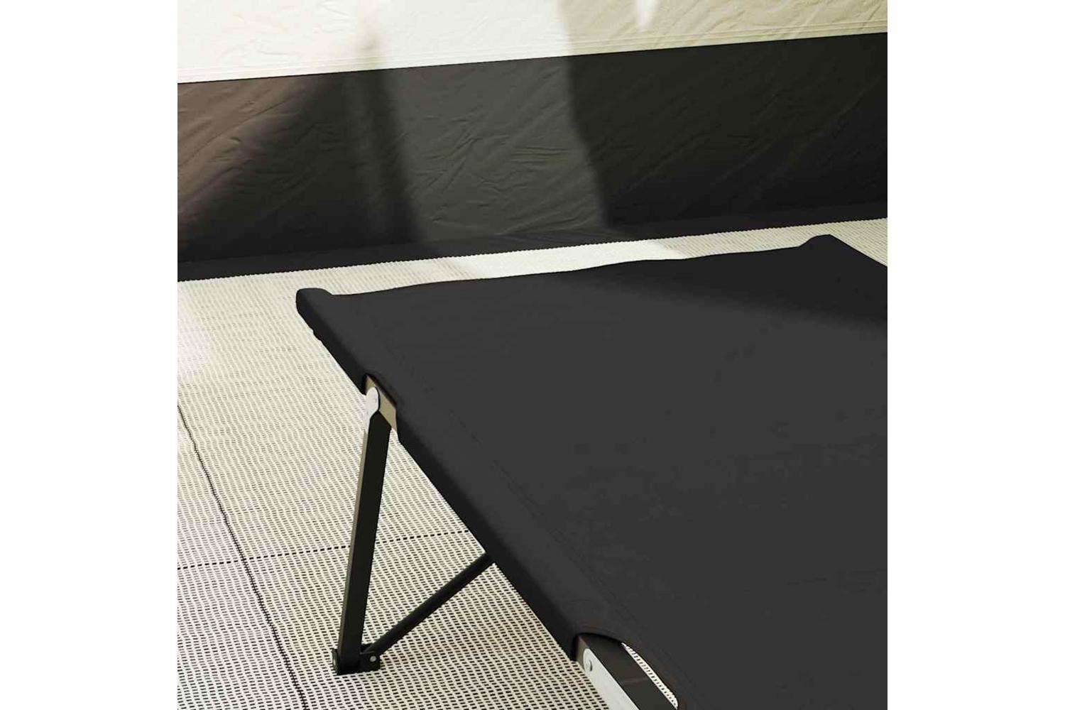 Vidaxl Folding Camping Bed Black 206 X 76 X 74 Cm Oxford And Steel-3