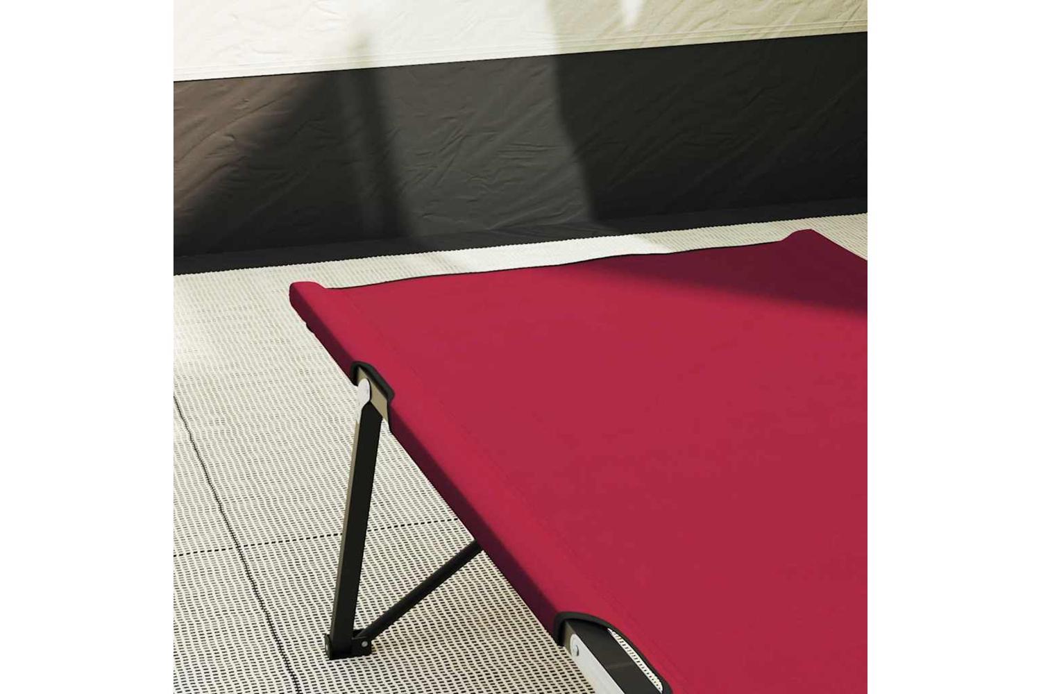 Vidaxl Folding Camping Bed Red 206 X 76 X 74 Cm Oxford And Steel-3