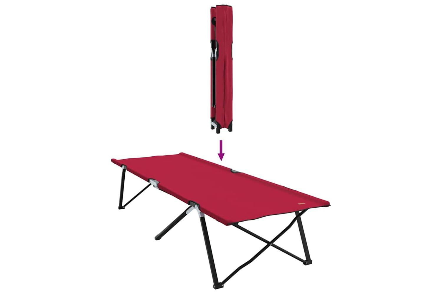 Vidaxl Folding Camping Bed Red 206 X 76 X 74 Cm Oxford And Steel-9