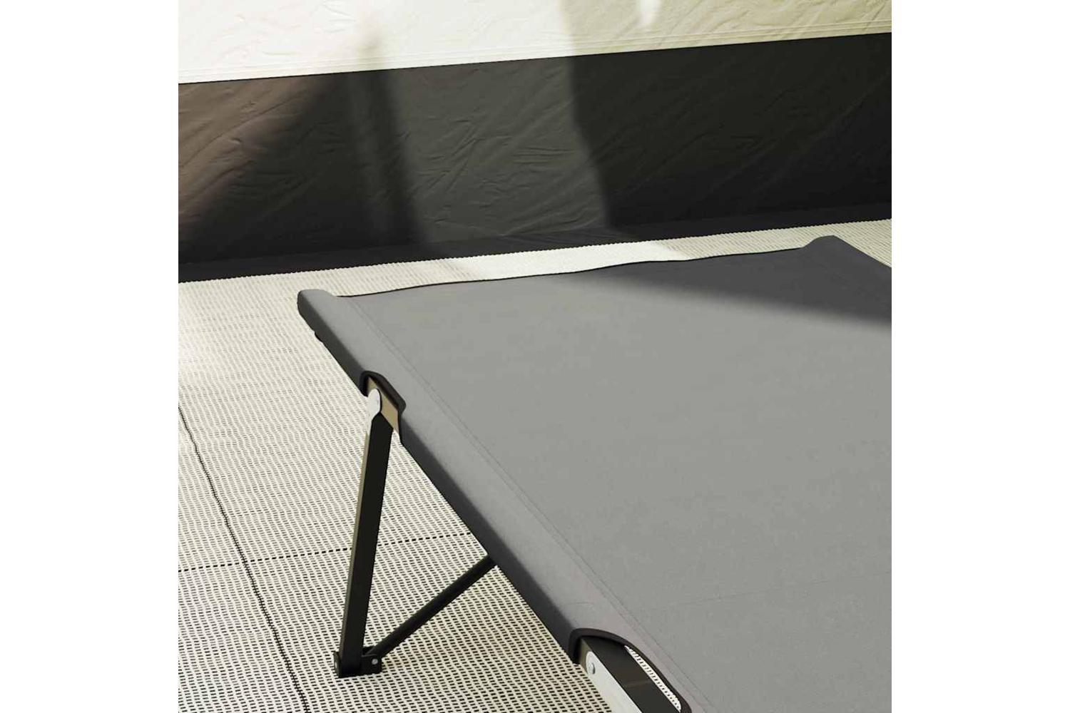 Vidaxl Folding Camping Bed Grey 206 X 76 X 74 Cm Oxford And Steel-3