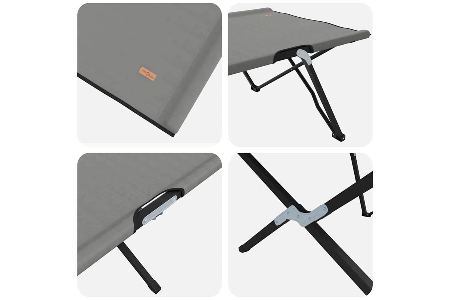 Vidaxl Folding Camping Bed Grey 206 X 76 X 74 Cm Oxford And Steel-8