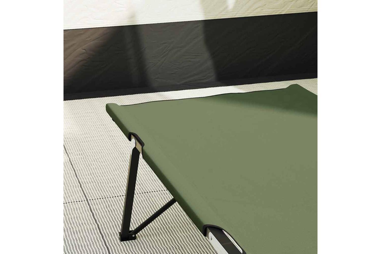 Vidaxl Folding Camping Bed Green 206 X 76 X 74 Cm Oxford And Steel-3