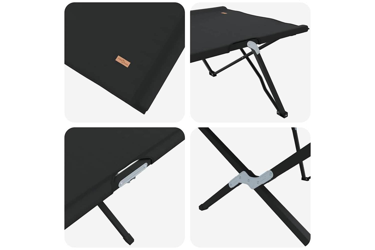 Vidaxl Folding Camping Bed Folding Manual 2 Pcs Black 206 X 76 X 74 Cm-9