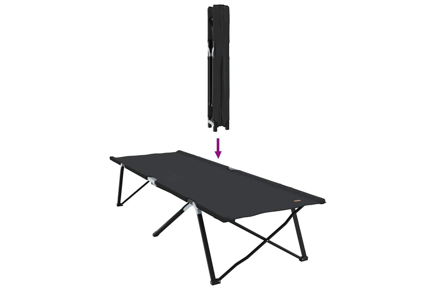 Vidaxl Folding Camping Bed Folding Manual 2 Pcs Black 206 X 76 X 74 Cm-10