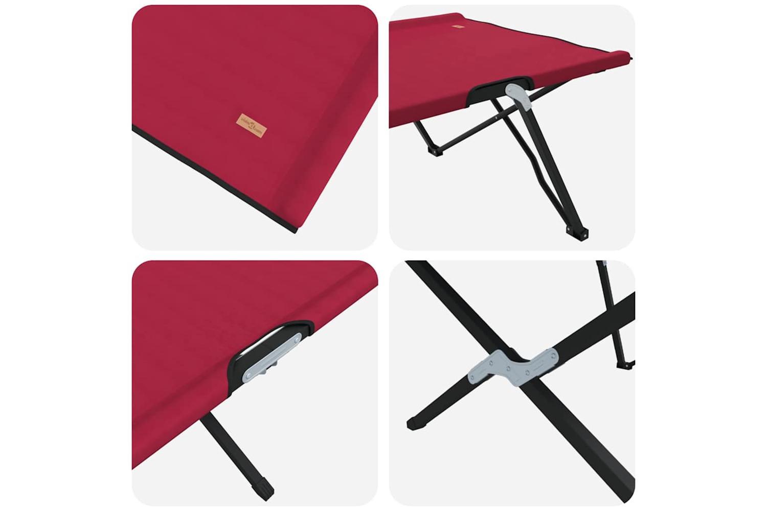 Vidaxl Folding Camping Bed 2 Pcs Red 206 X 76 X 74 Cm Oxford And Steel-9