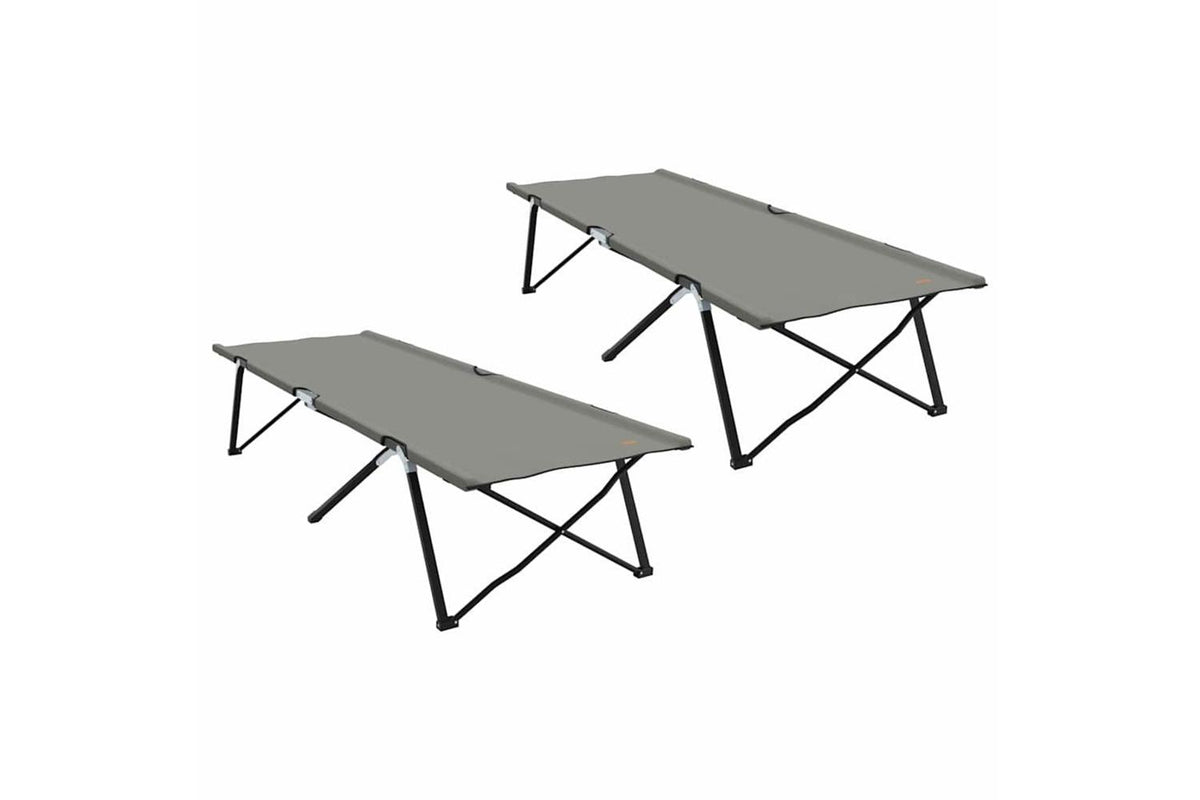 Vidaxl Folding Camping Bed Folding Manual 2 Pcs Grey 206 X 76 X 74 Cm-2