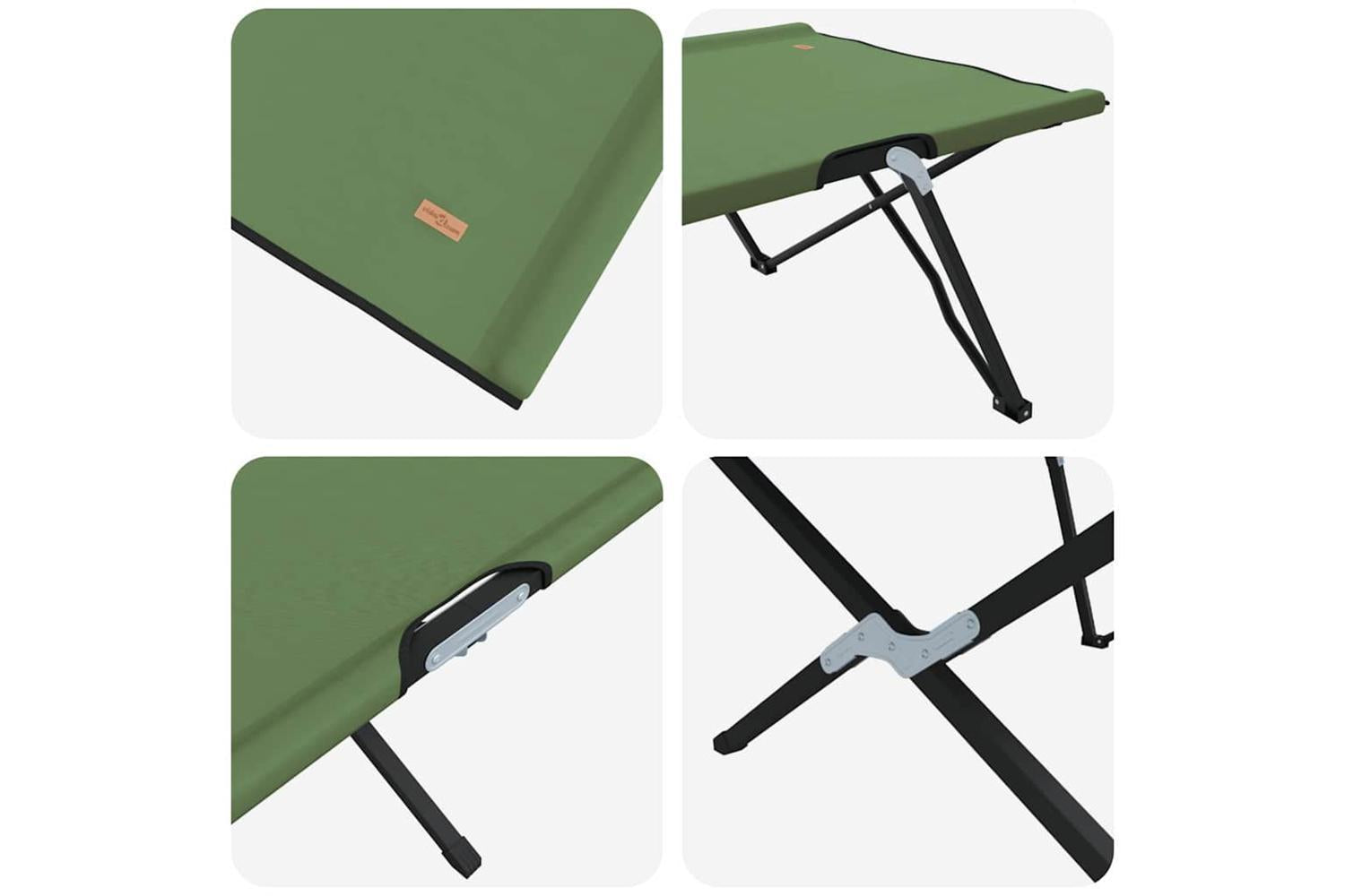 Vidaxl Folding Camping Bed Folding Manual 2 Pcs Green 206 X 76 X 74 Cm-9