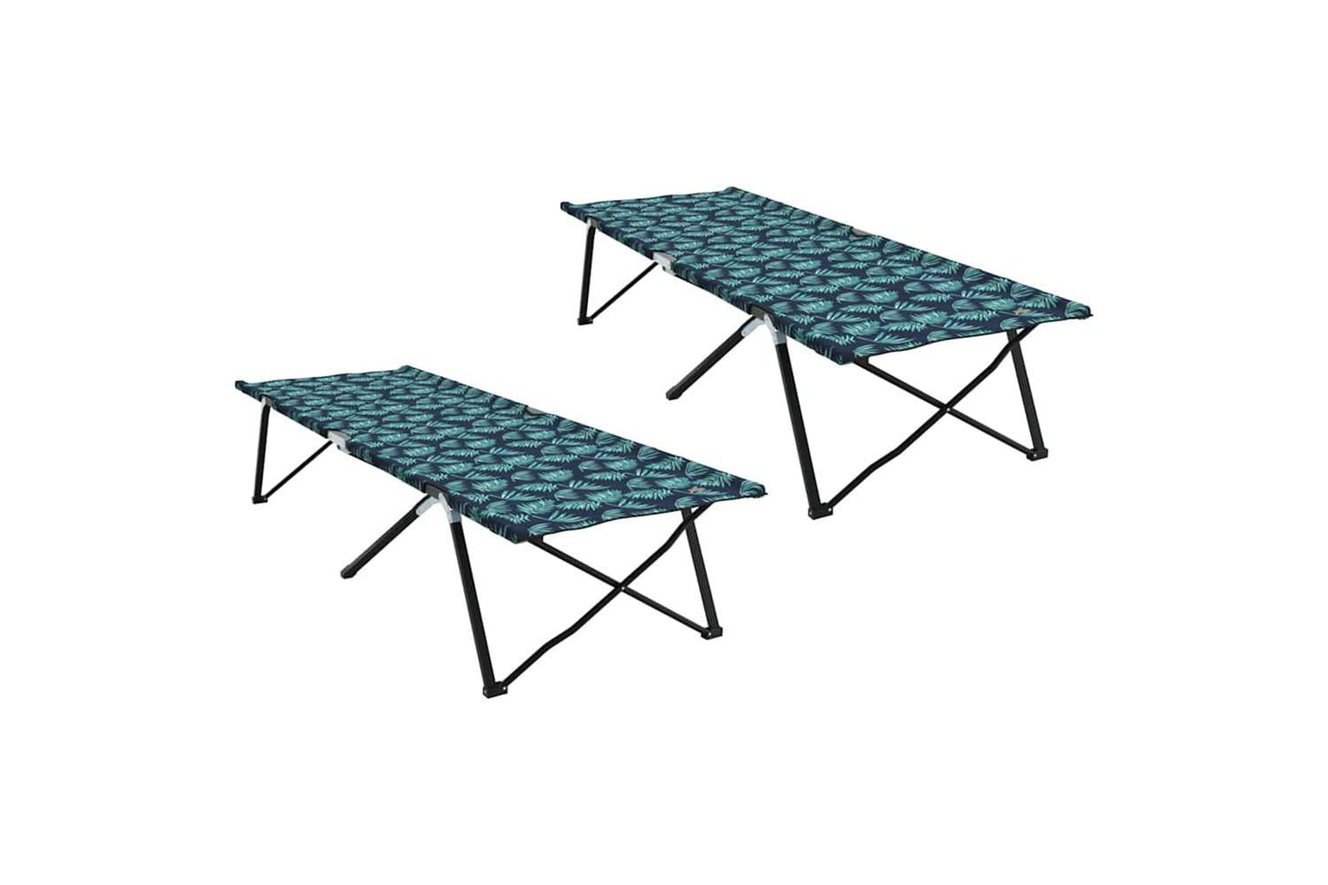 Vidaxl Folding Camping Bed Folding Leaf 2 Pcs Forest 206 X 76 X 74 Cm