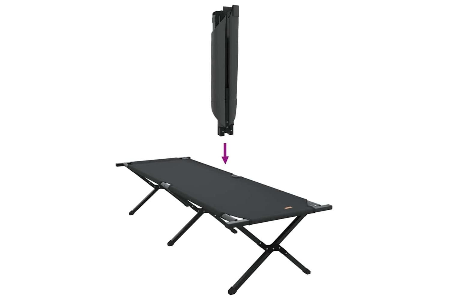 Vidaxl Folding Camping Bed Manual Black 193 X 69 X 45 Cm Oxford Fabric-9
