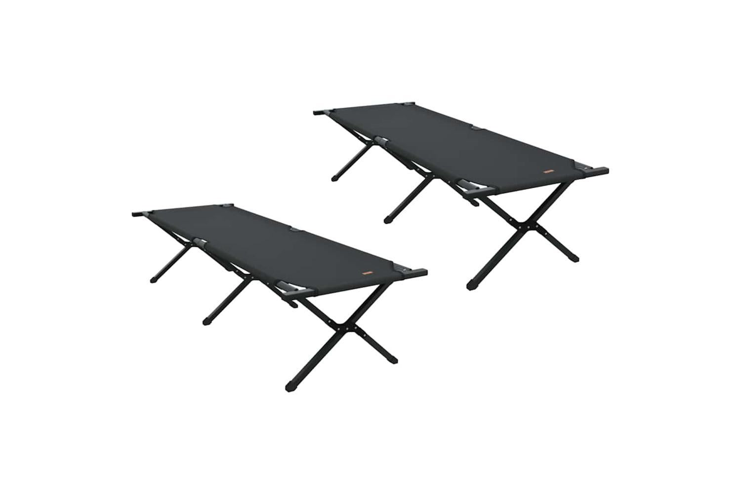 Vidaxl Folding Camping Bed 2 Pcs Black 193 X 69 X 45 Cm Oxford Fabric-2