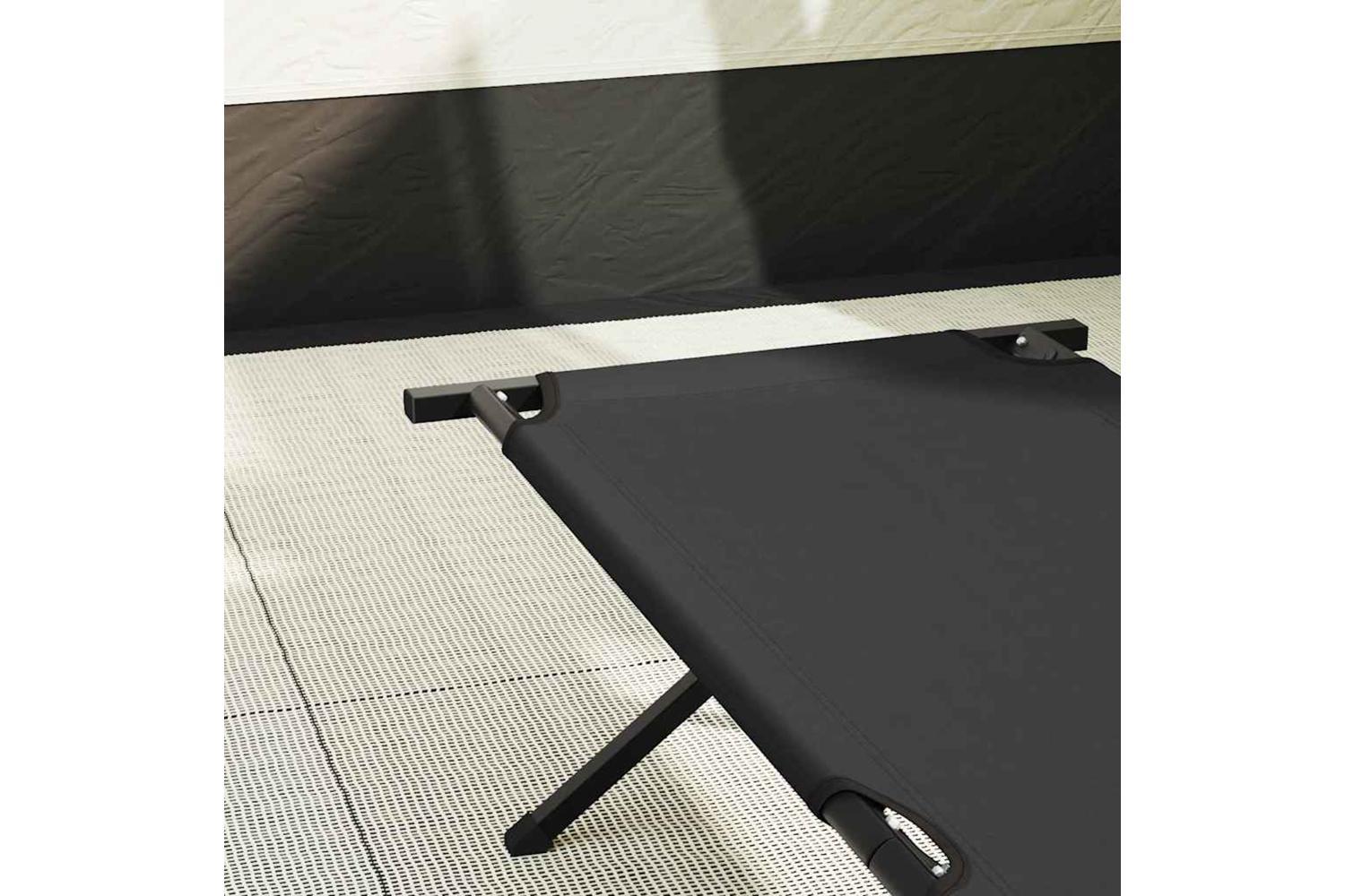 Vidaxl Folding Camping Bed 2 Pcs Black 193 X 69 X 45 Cm Oxford Fabric-3